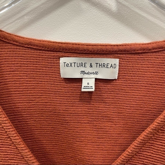 Madewell Texture & Thread Long Sleeve Tie-Front Top Copper Size Small - Picture 4 of 8